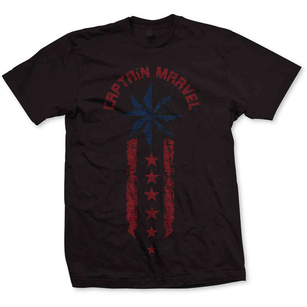 Marvel Captain Marvel - Star Stripe Tshirt Homme - Noir